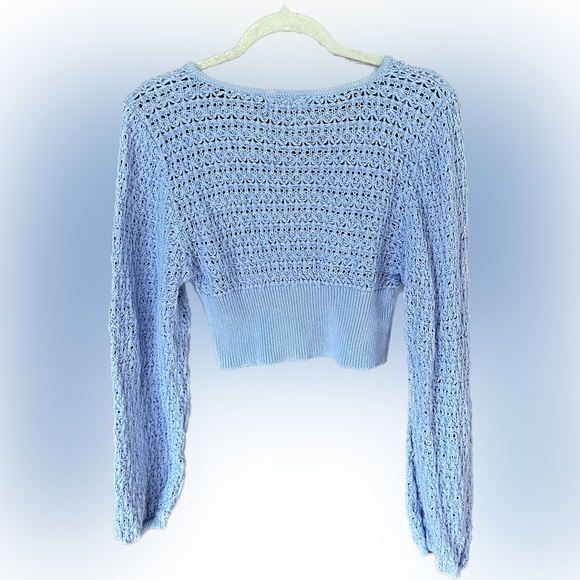 Altar’d State Cropped Briella Knit Crochet V-neck Sweater Womens Size M Y2K - Picture 2 of 10